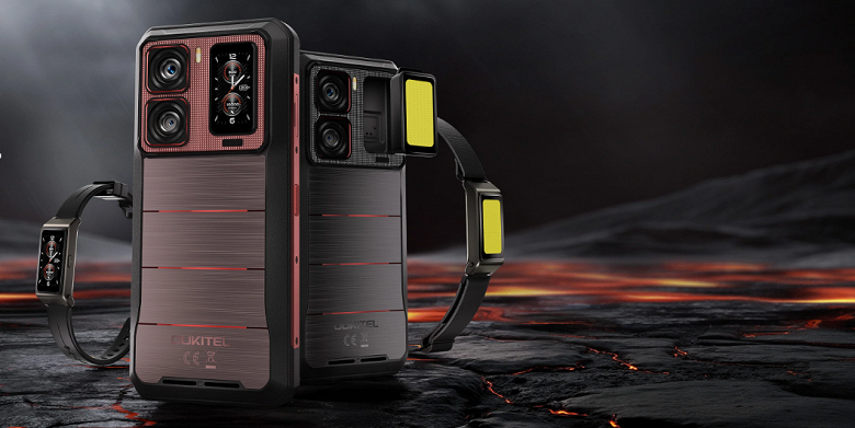 Таких смартфонов ещё не было: модульная конструкция, аккумулятор на 16 000 мАч, встроенные гарнитура и умные часы, а также дополнительный съёмный экран — представлен Oukitel WP300